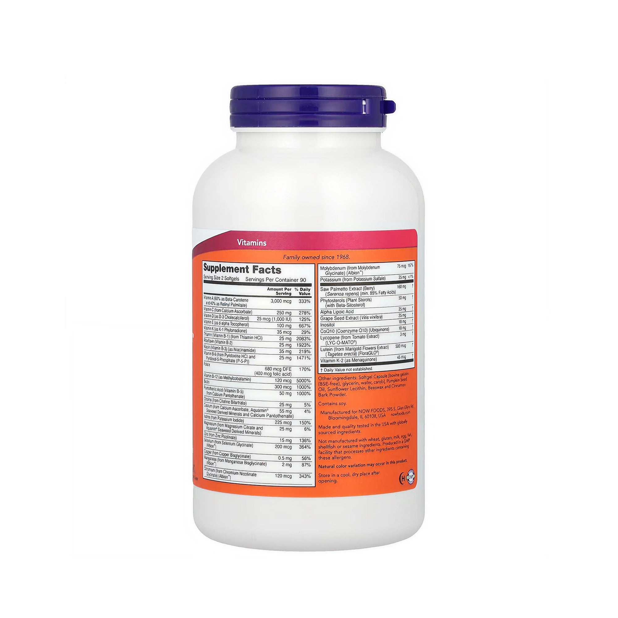 NOW Foods ADAM Multi-Vitamin for Men - 180 Softgels