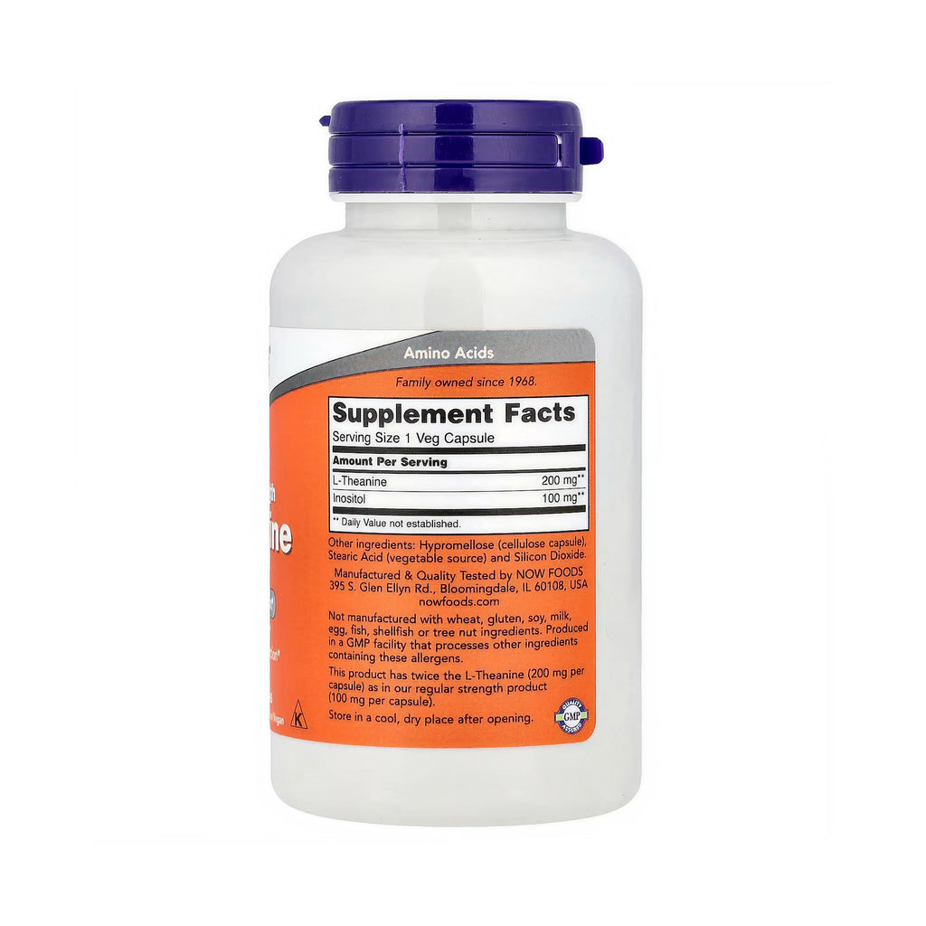NOW Foods Double Strength L-Theanine 200mg - 120 Veg Capsules