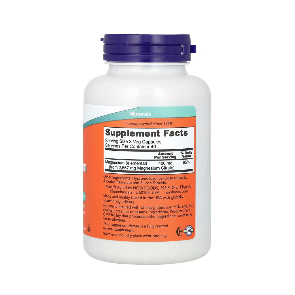 NOW Foods مغنيسيوم سترات – 120 كبسولة نباتية