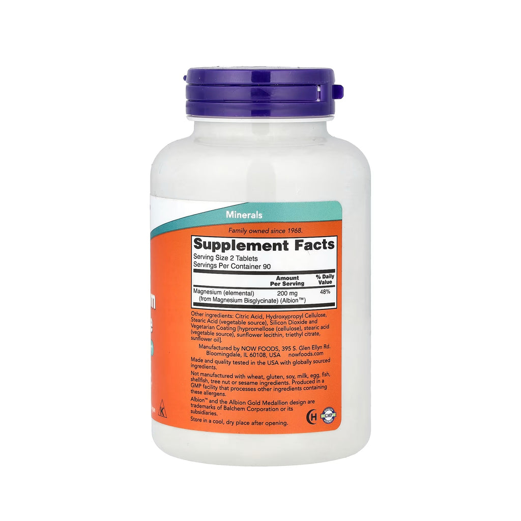 NOW Foods مغنيسيوم جليسينات - 180 قرص
