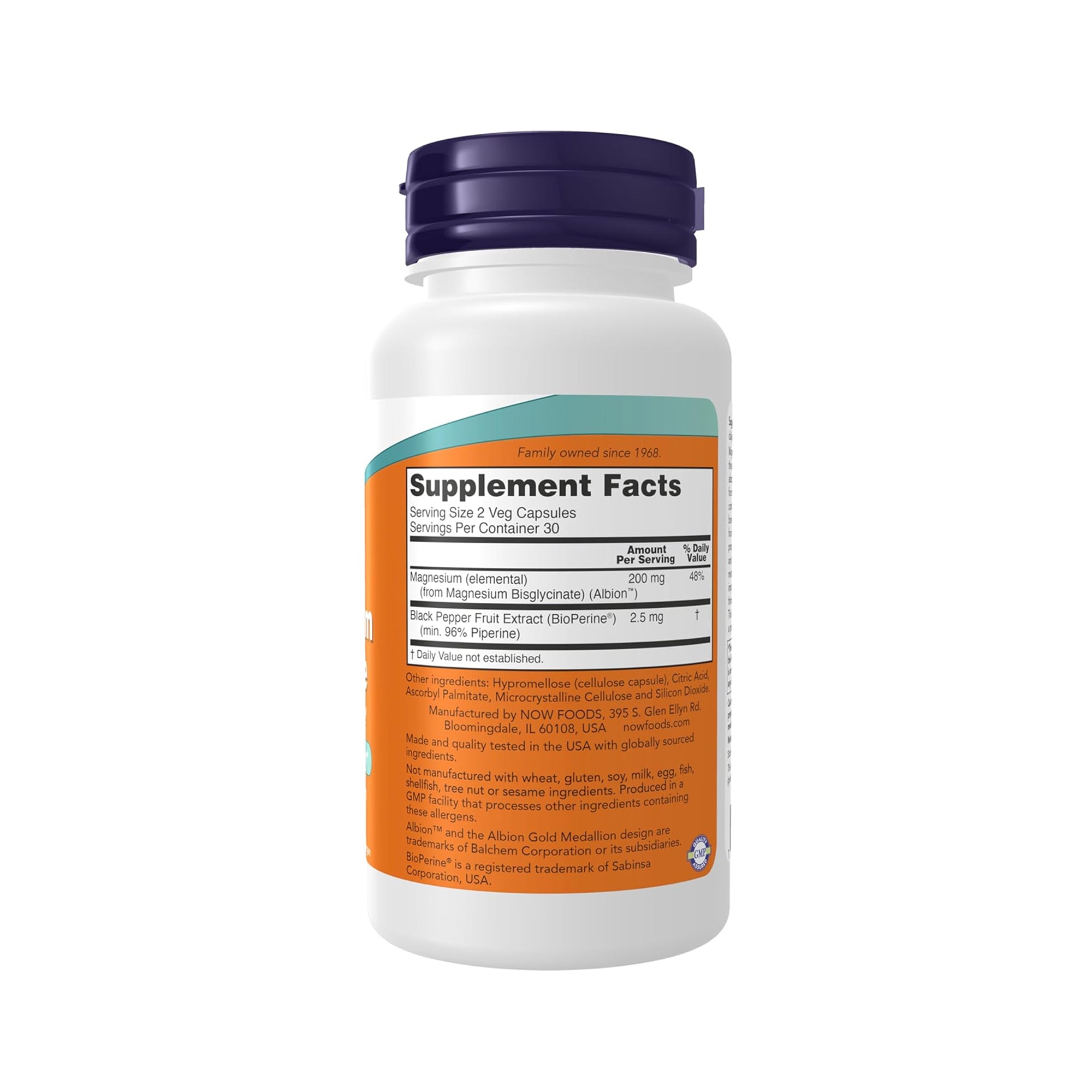 NOW Foods Magnesium Glycinate with BioPerine - 60 Veggie Capsules
