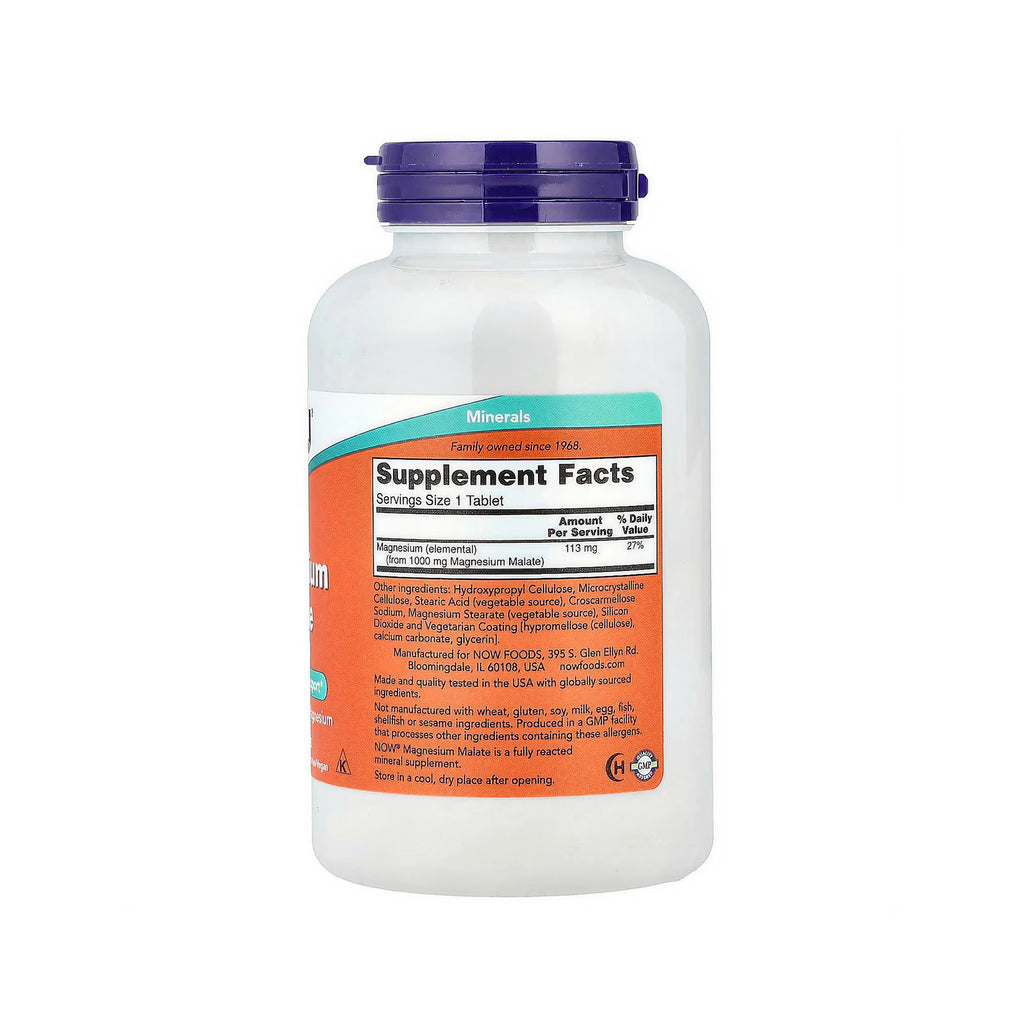 NOW Foods ملح مغنيسيوم الماليك 1000 ملغ - 180 قرص