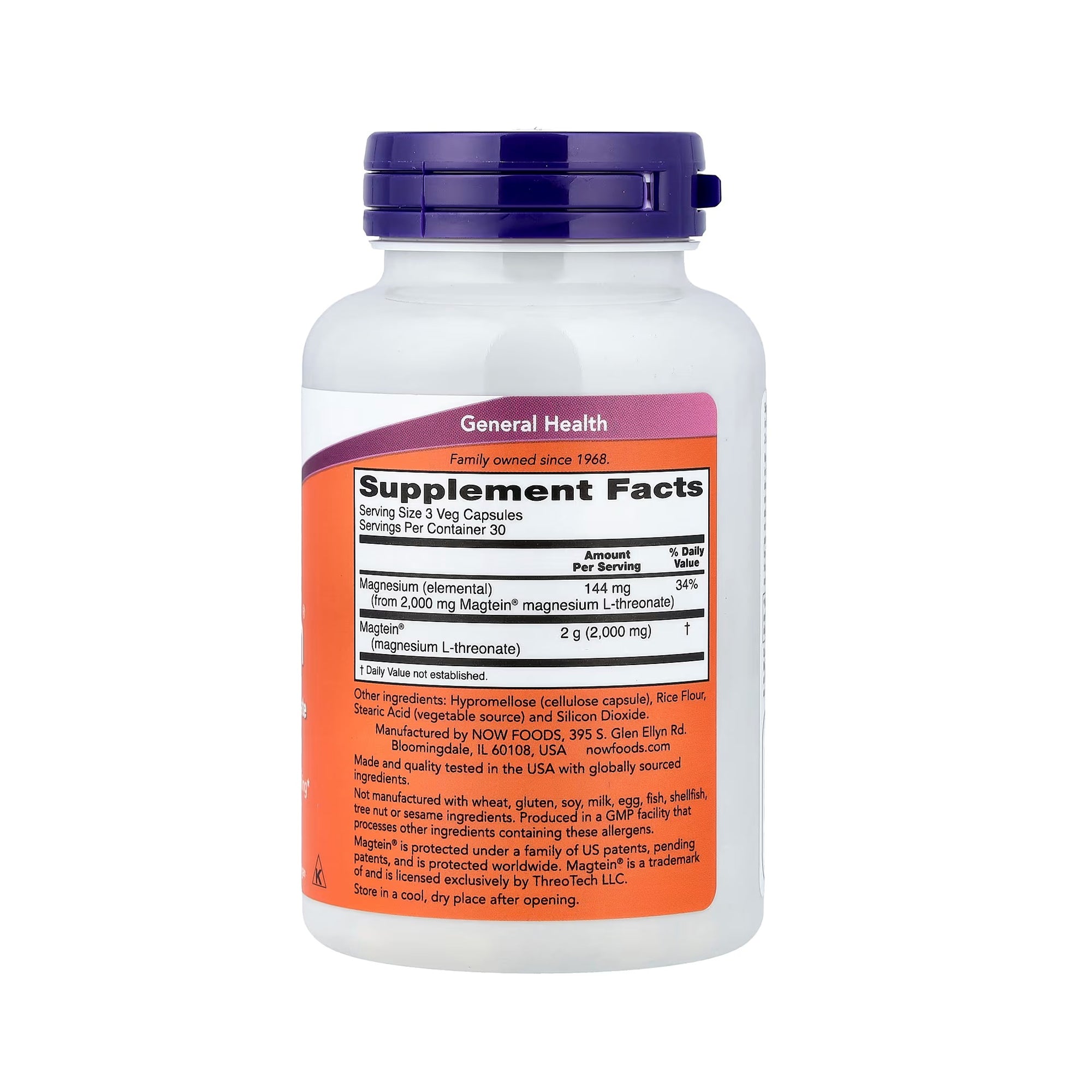 NOW Foods Magtein Magnesium L-Threonate - 90 Veg Capsules