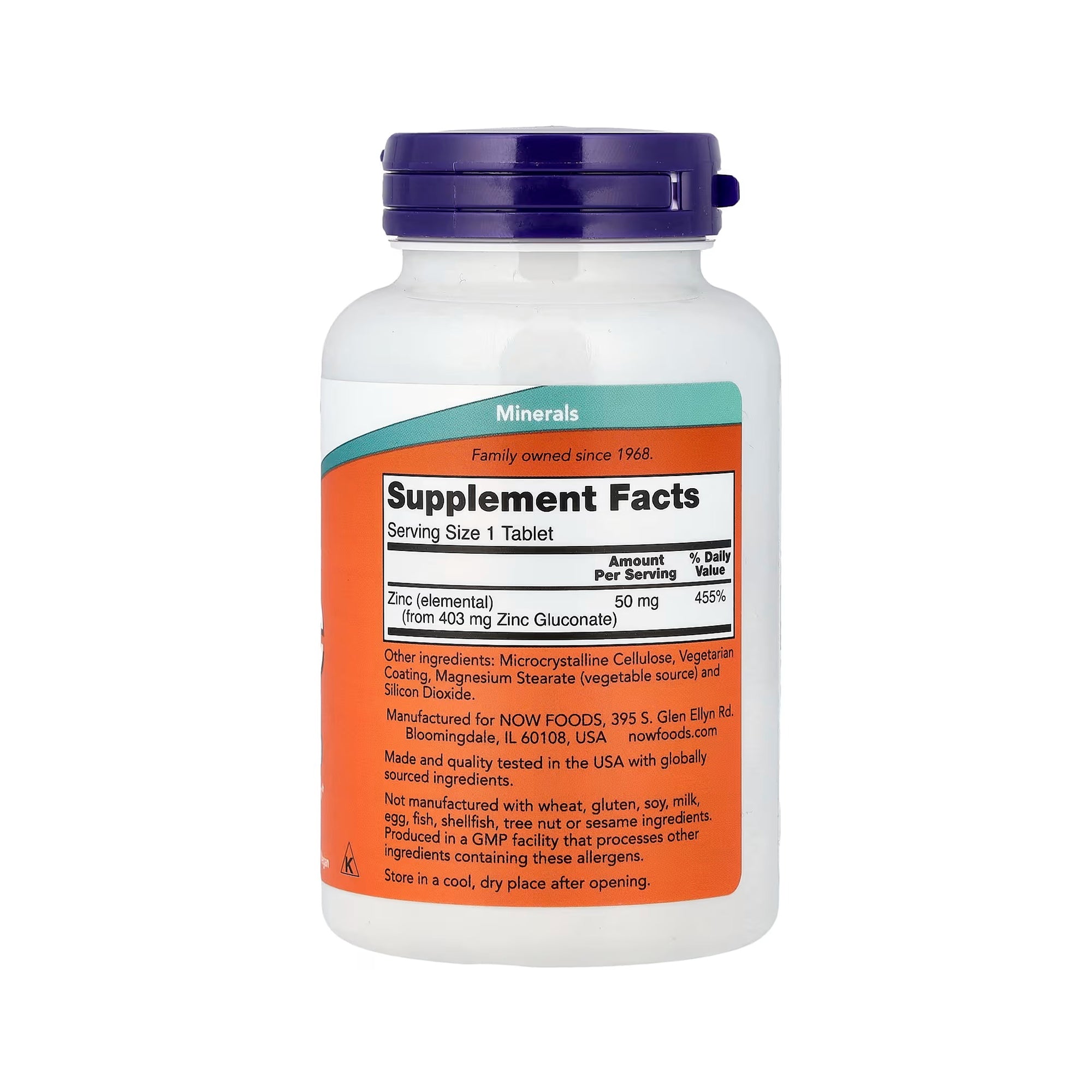 NOW Foods الزنك 50 ملغ - 250 قرص