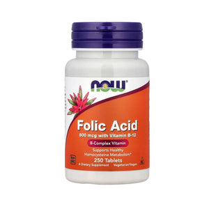 NOW Foods Folic Acid with Vitamin B-12 800 mcg - 250 Tablets