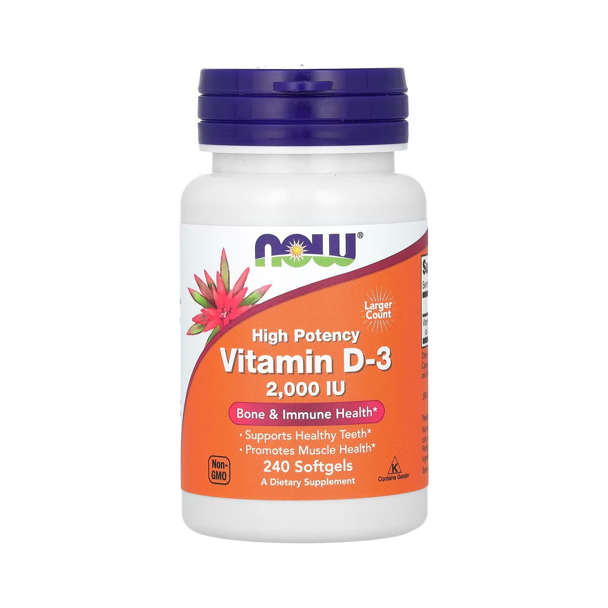 NOW Foods فيتامين D-3 2000 وحدة دولية - 240 كبسولة هلامية