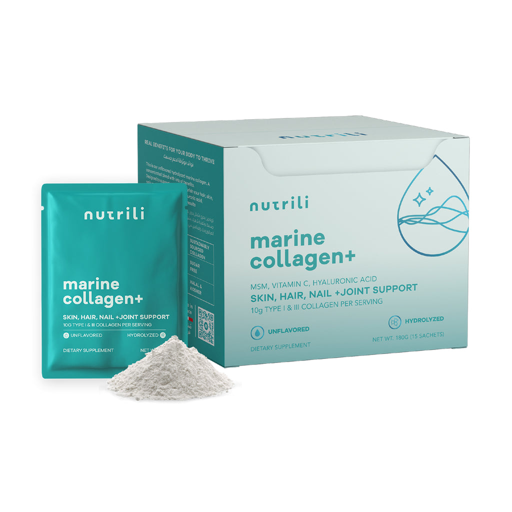 Nutrili Marine Collagen+ MSM, Hyaluronic Acid & Vitamin C Skin, Joint, Hair, Gut and Bone Health (15 Sachets)