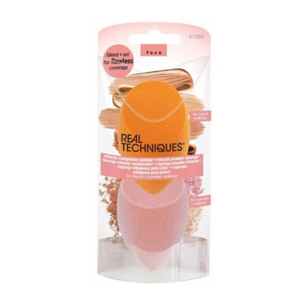 Real Techniques Makeup Sponge 2pc Miracle Complexion +Miracle Powder 