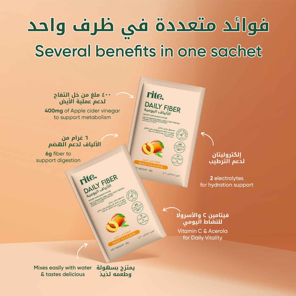 Rite Daily Fiber (Peach) - 15 Sachets