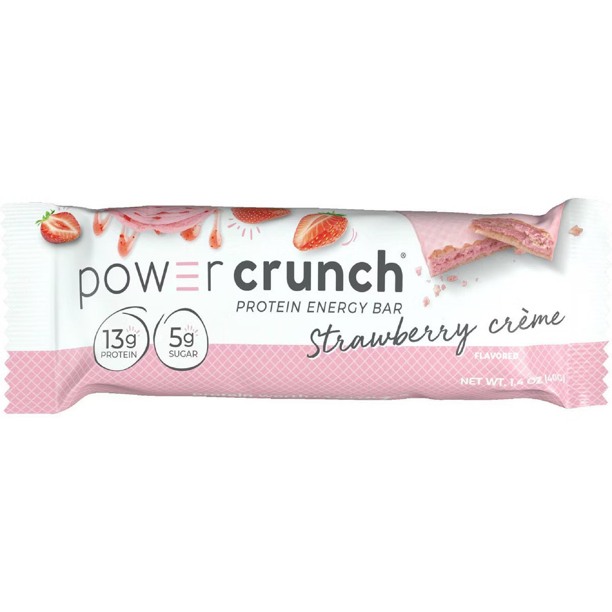 Power Crunch Strawberry Cream Wafer Whey Protein Energy Bars - 40g