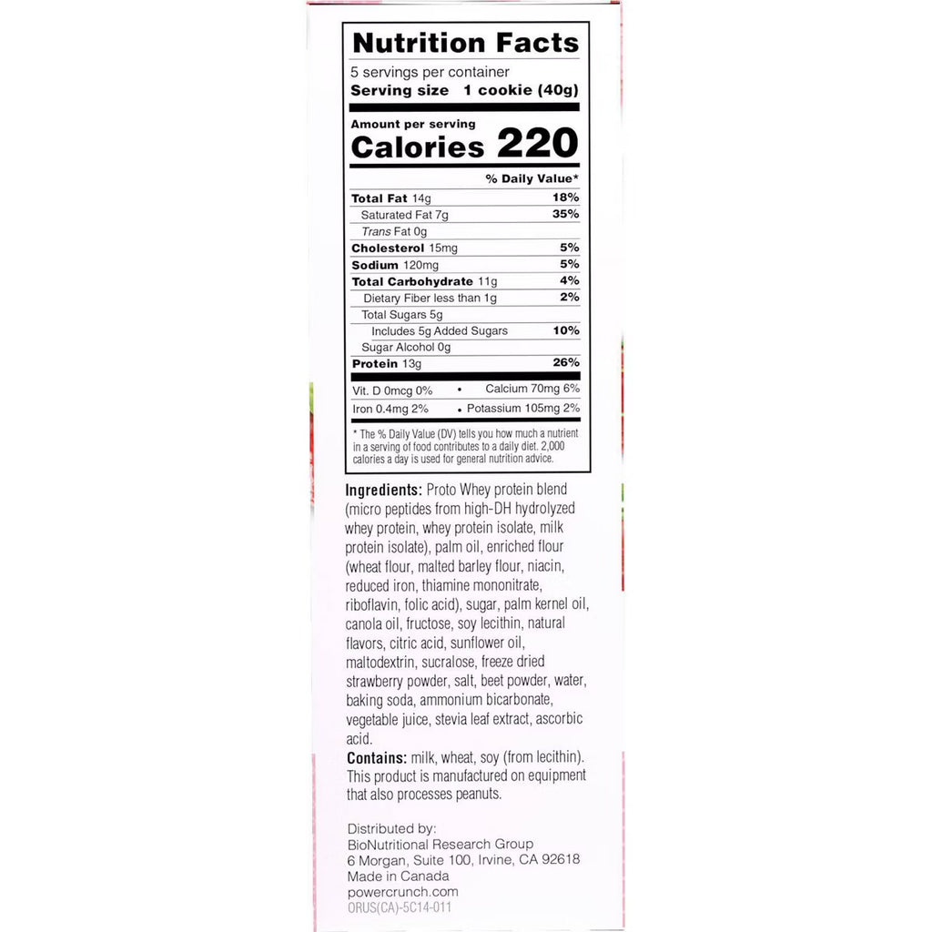 Power Crunch Strawberry Cream Wafer Whey Protein Energy Bars - 40g
