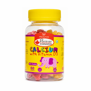 Purever Canada Kids Gummy Calcium + Vitamin D3  | Bone Health 60 Gummies