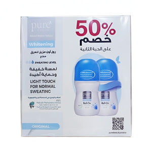 Pure beauty deodorant roll on 60ml whitening anti perspirant original kit pack (50% on second)