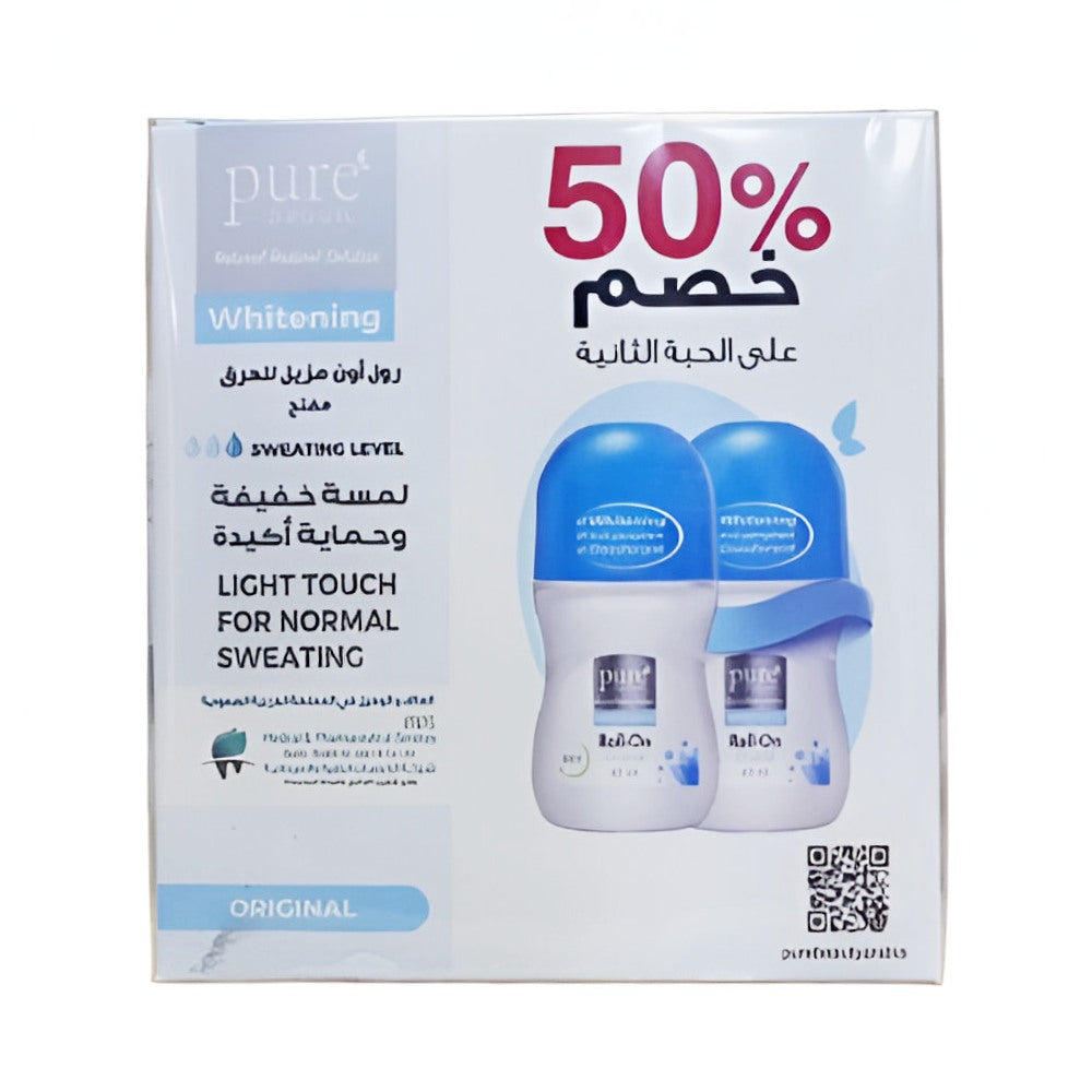 Pure beauty deodorant roll on 60ml whitening anti perspirant original kit pack (50% on second)