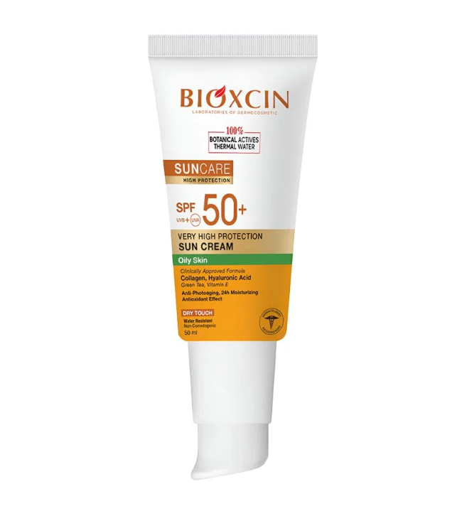 كريم حماية شمسي Bioxcin SPF 50+ بحماية UVB+UVA مع مضادات الأكسدة للبشرة الدهنية - 50مل