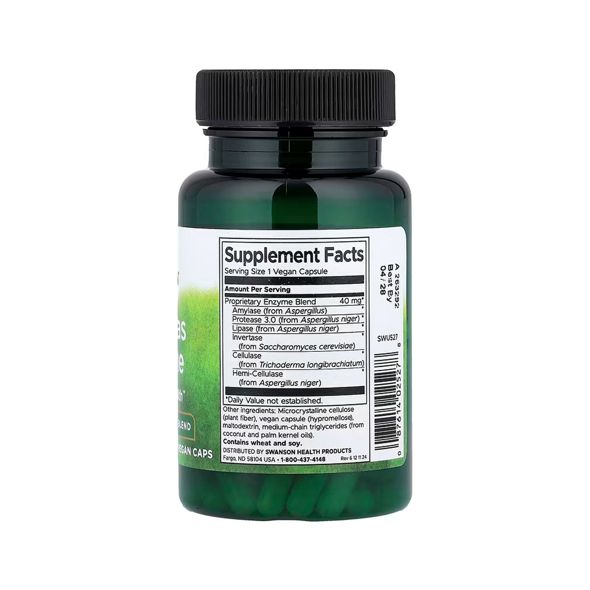 Swanson Anti-Gas Enzyme Higher Strength 90 Vegan Caps