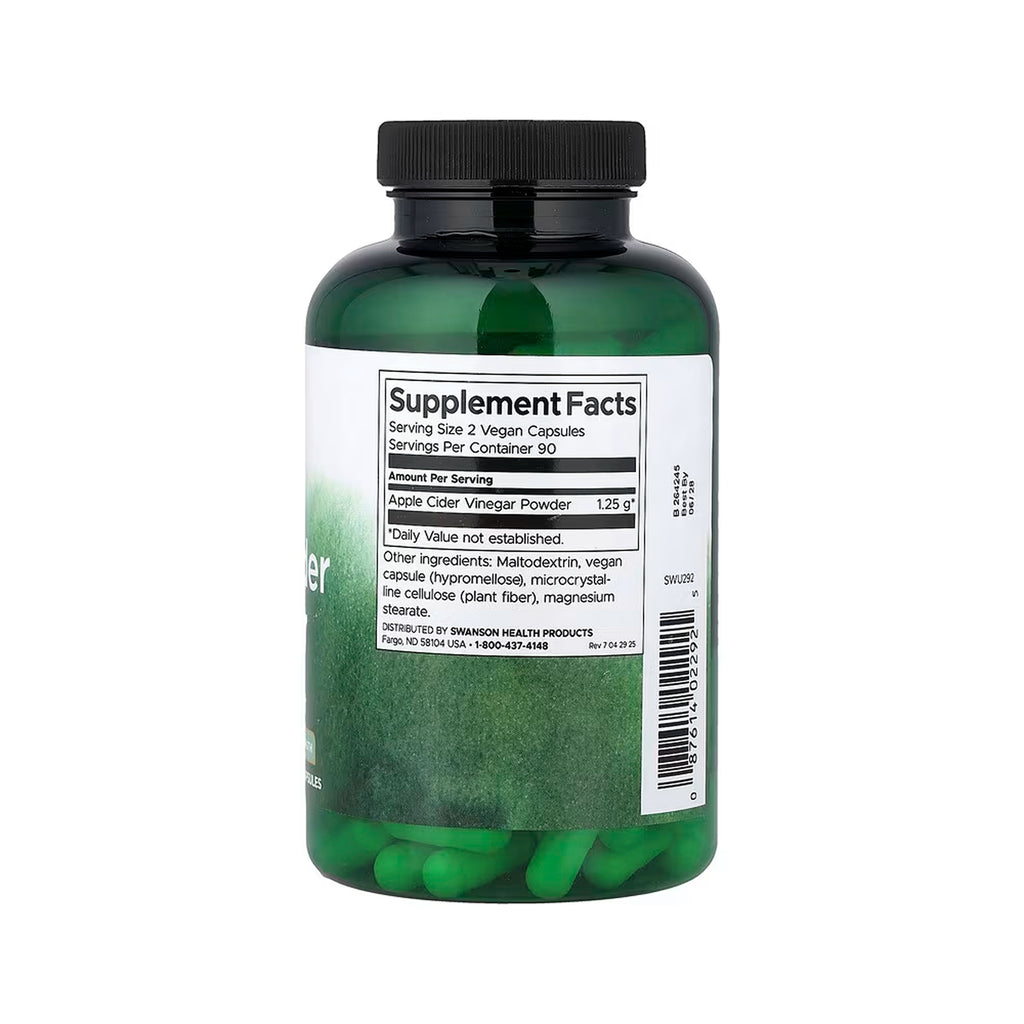 Swanson Apple Cider Vinegar Higher Strength 625 mg - 180 Vegan Caps