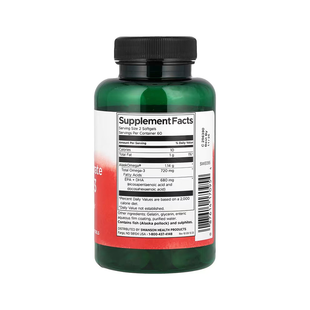 Swanson مركز أوميجا-3 عالي التركيز كبسولات صغيرة 570 ملغ - 120 كبسولة