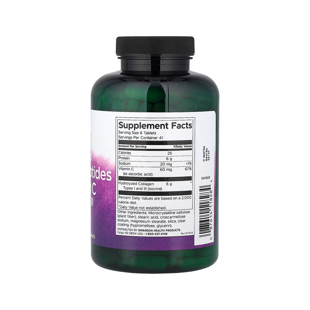 Swanson Hydrolyzed Collagen Peptides + Vitamin C Types I & III 1,000 mg - 250 Tabs