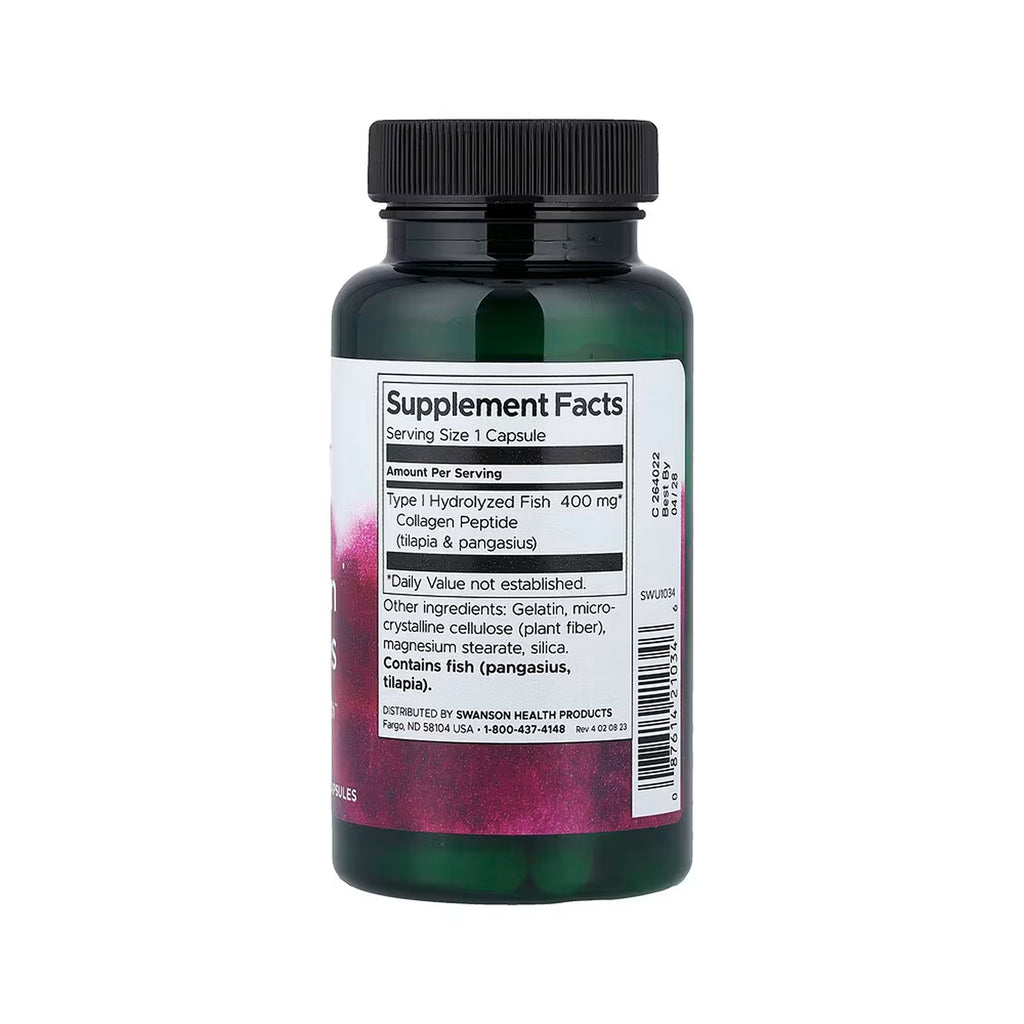 Swanson Type I Hydrolyzed Marine Collagen Peptides 400 mg - 60 Caps
