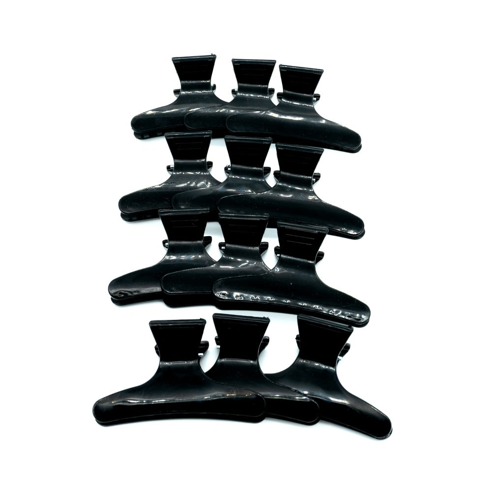 Pasteel hair clip 12pc medium black