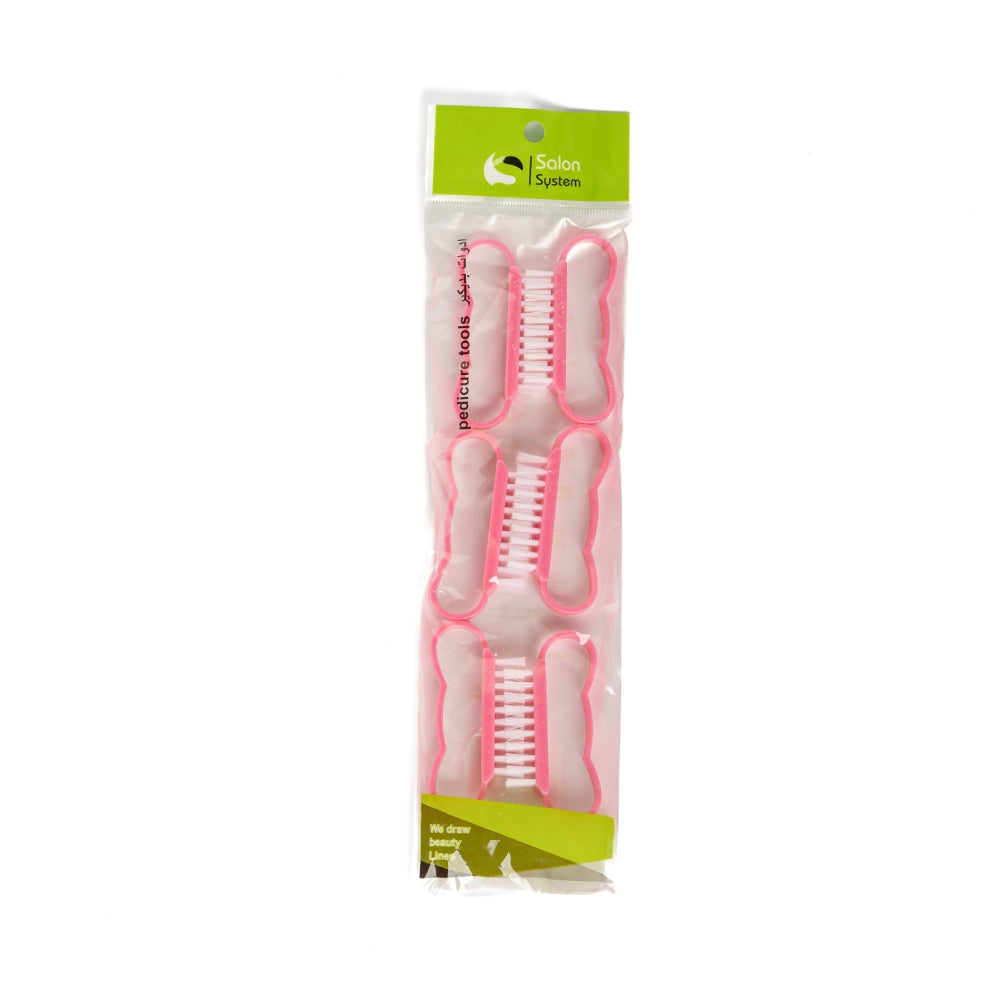 Salon System Nail Brush 6pc BK24-430 Manicure And Pedicure Pink