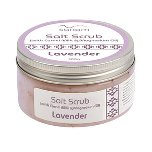Sanam Salt Scrub 300g With Lavender Extract Magnesium Oil And Camel Milk