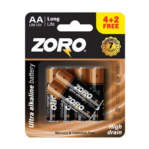Zoro battery 6pc aa 1.5v