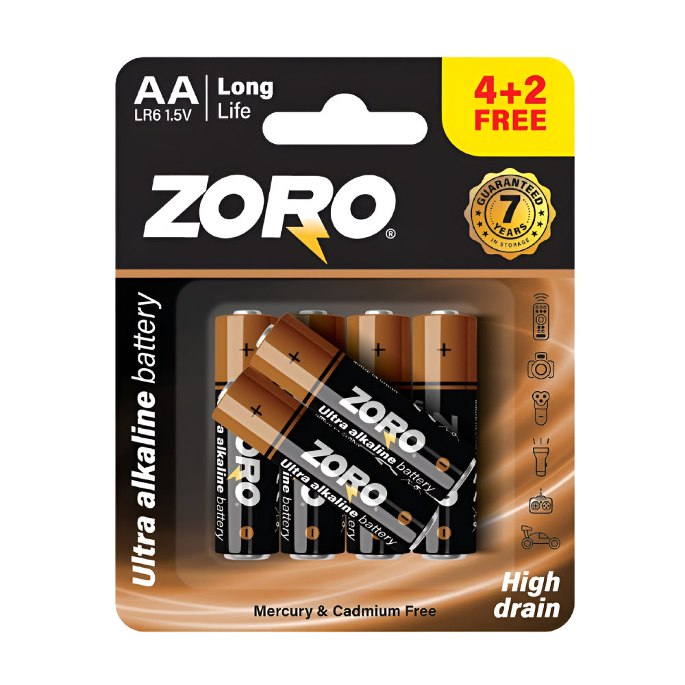 Zoro battery 6pc aa 1.5v