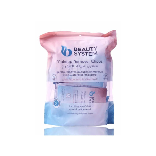 Beauty system make up remover wipes 25wipes with aloe vera & vitamin e