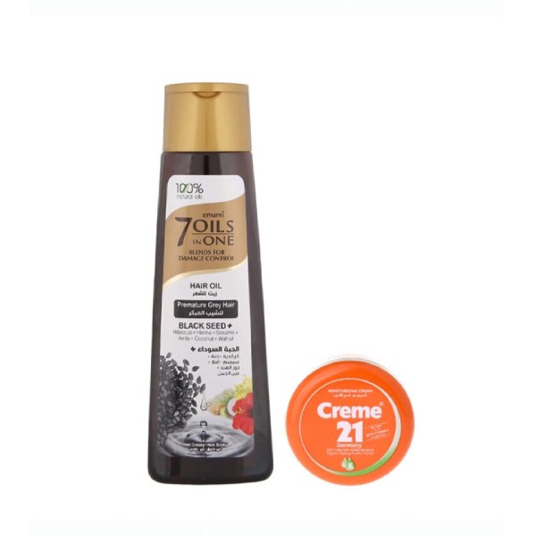 Emami Hair Oil 7in1 Free For Premature Graying With Black Seed 200ml + Cream 21ml