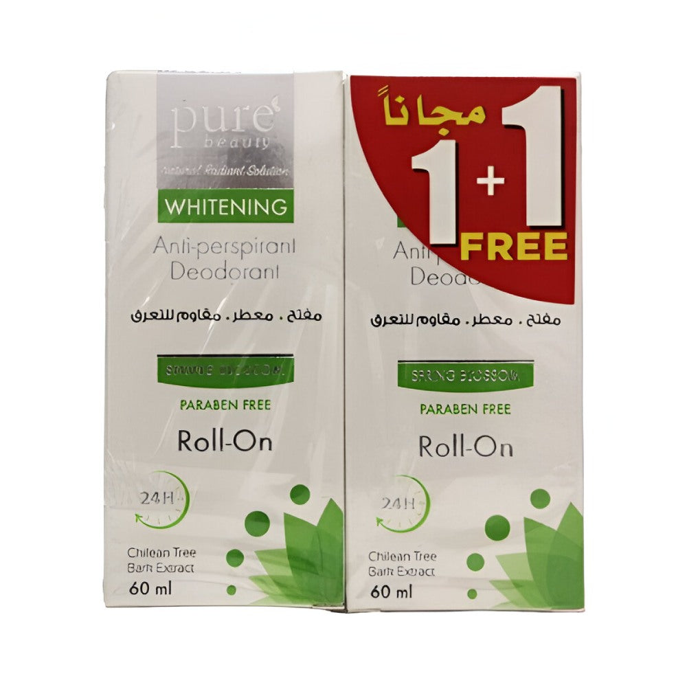 Pure beauty deodorant roll on 60ml whitening 1 + 1 free spring blossom