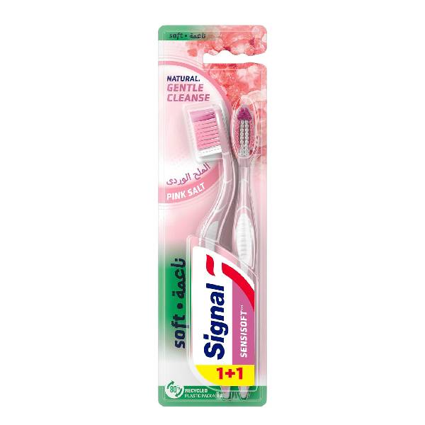 Signal toothbrush soft pinl salt 1+1 free
