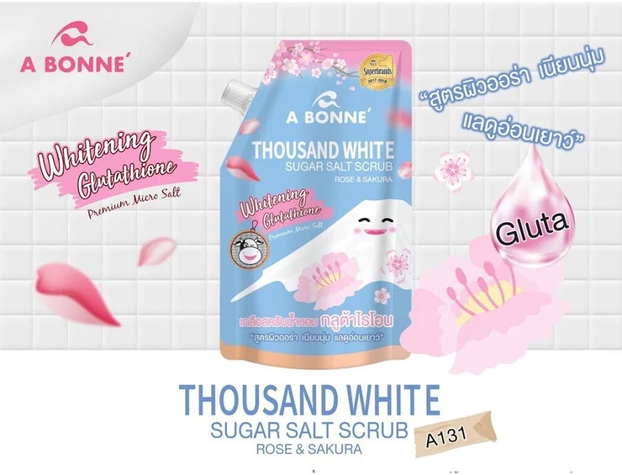 A Bonne Thousand White Sugar Salt Scrub – Rose & Sakura 350g