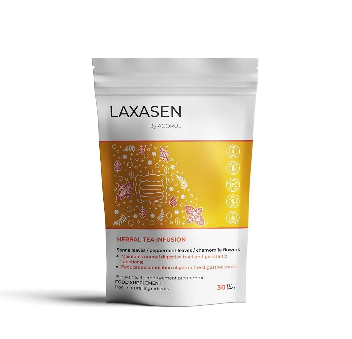 Acorus Laxasen شاي ملين طبيعي عشبي - خليط دعم الجهاز الهضمي