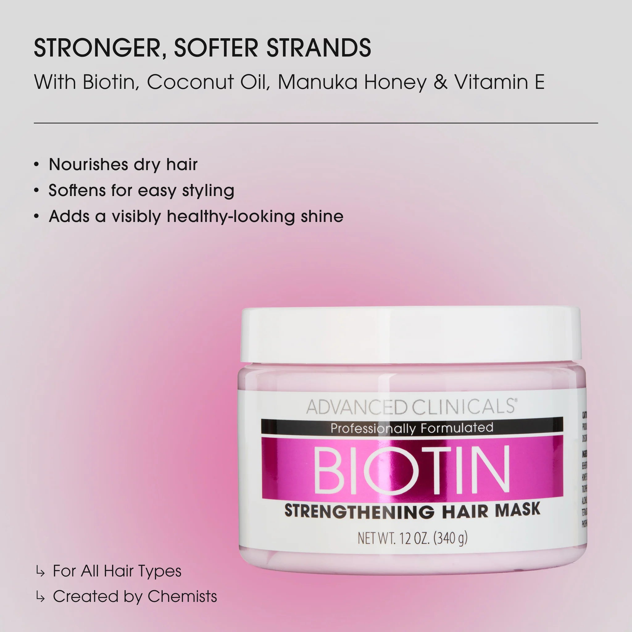 Advanced Clinicals Biotin Hair Mask – Deep Conditioning 340ml