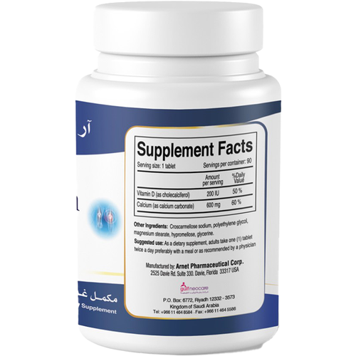 AR Ca-D Calcium Vitamin D3 Bone Health Supplement - 90 Tablets