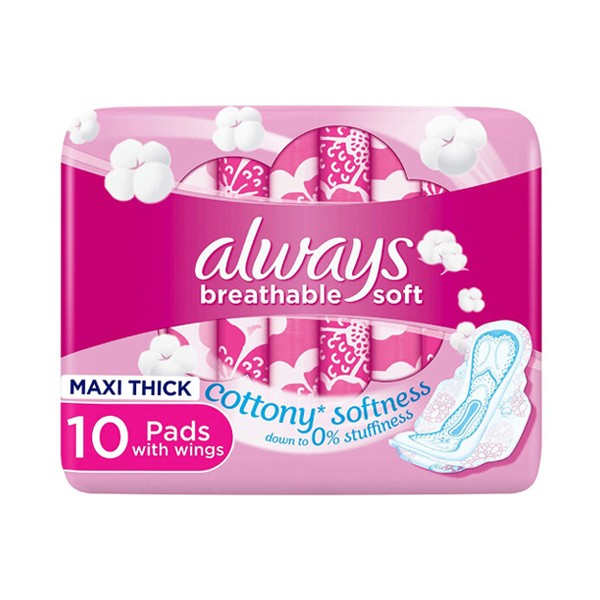 Always Skin Love, Up to Zero Wetness 100% Softness, Maxi Thick, 50 Pads 10pc