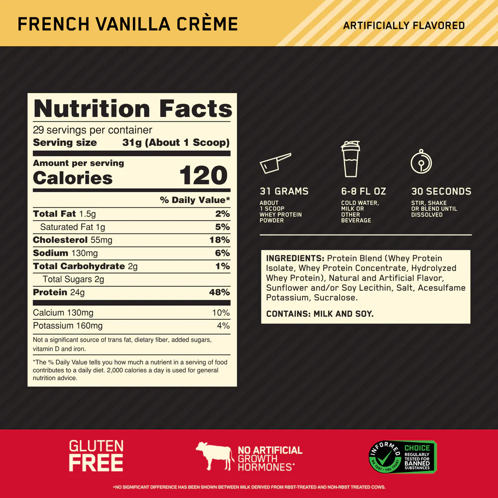 Optimum Nutrition Gold Standard 100% Whey Protein - French Vanilla, 2 lbs
