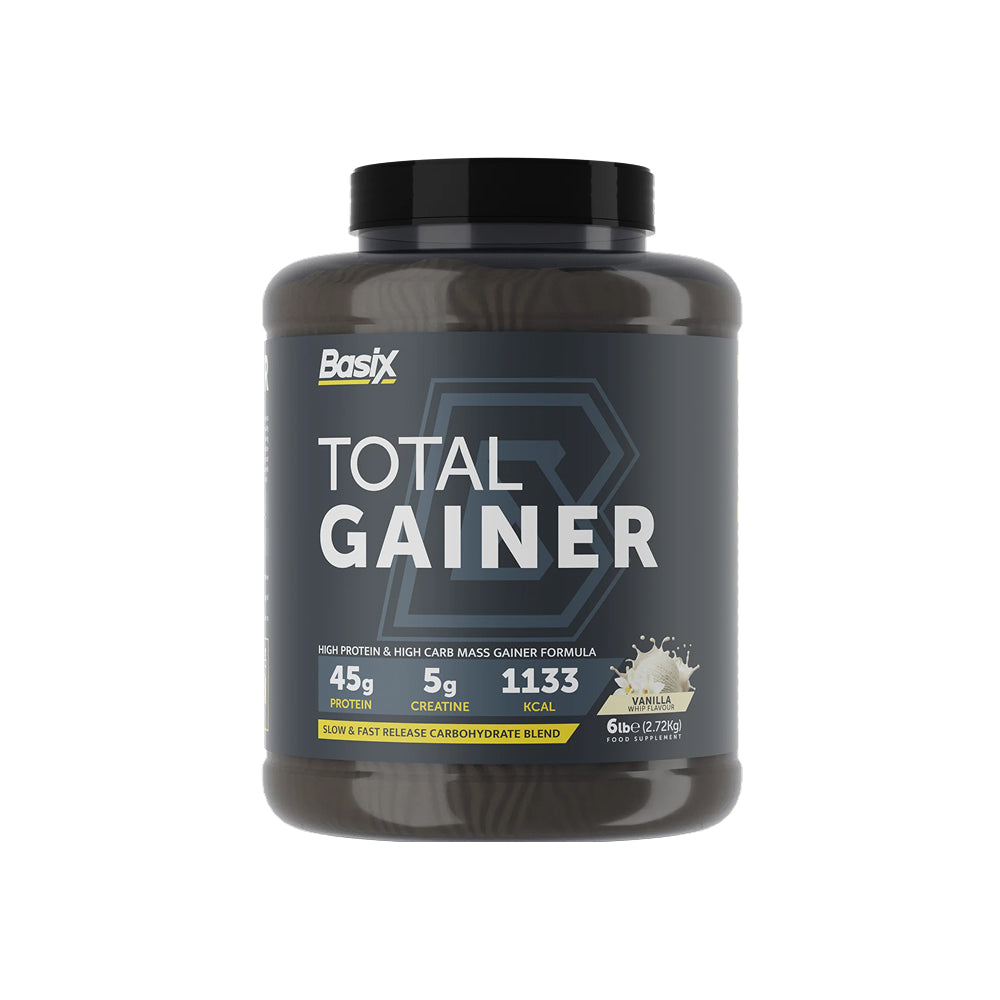 Basix Gain Total Gainer - High Protein Weight Gainer, Vanilla Whip, 6 LB