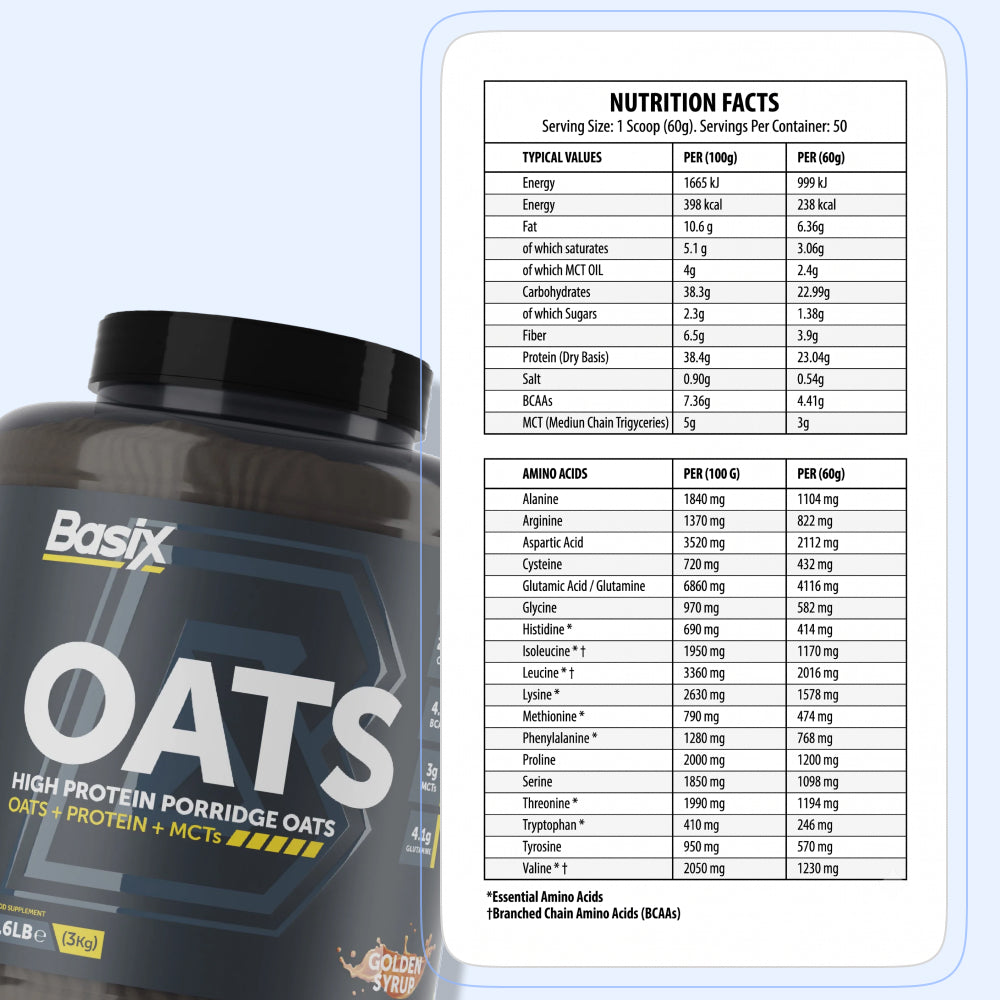 Basix Oats – شوفان بروتين عالي، نكهة Golden Syrup – 6.6 LB