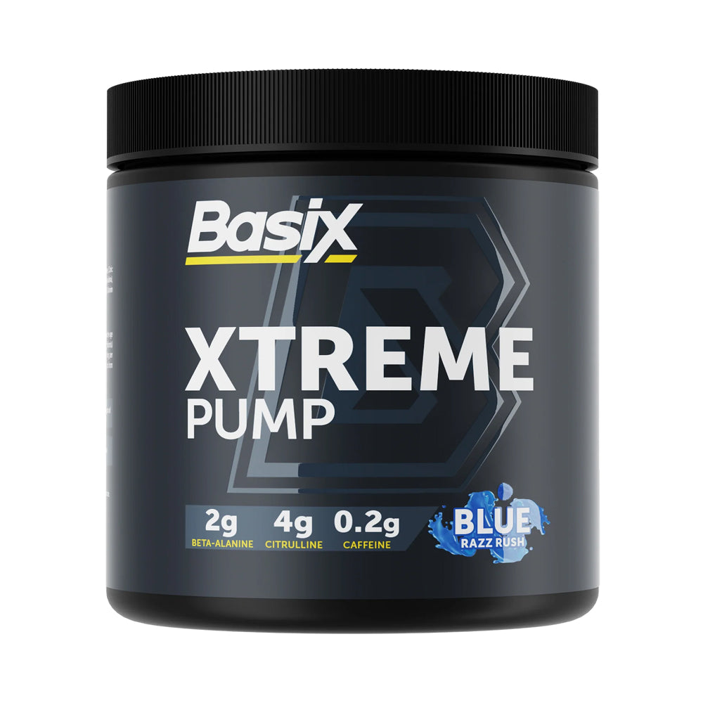 Basix Xtreme Pump Pre-Workout Supplement - Blue Razz Rush 330g
