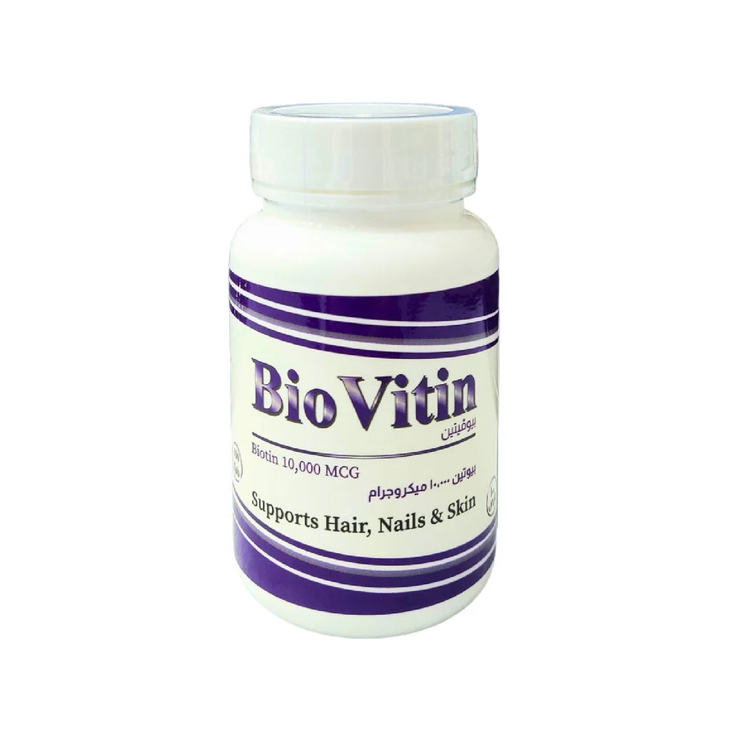 Biovitin – بيوتين 10000 ميكروغرام، فيتامين B7 لدعم الشعر والبشرة والأظافر، 100 قرص