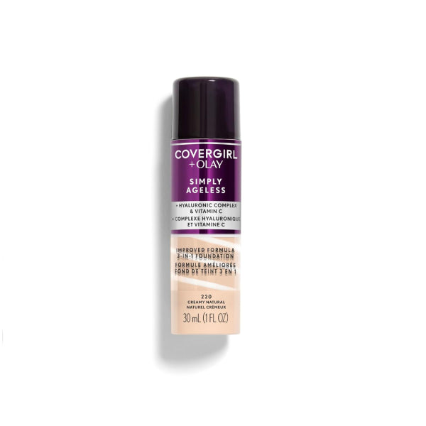 Covergirl Foundation 30ml 220 Simply Ageless 3 In 1 Liquid Creamy Natural