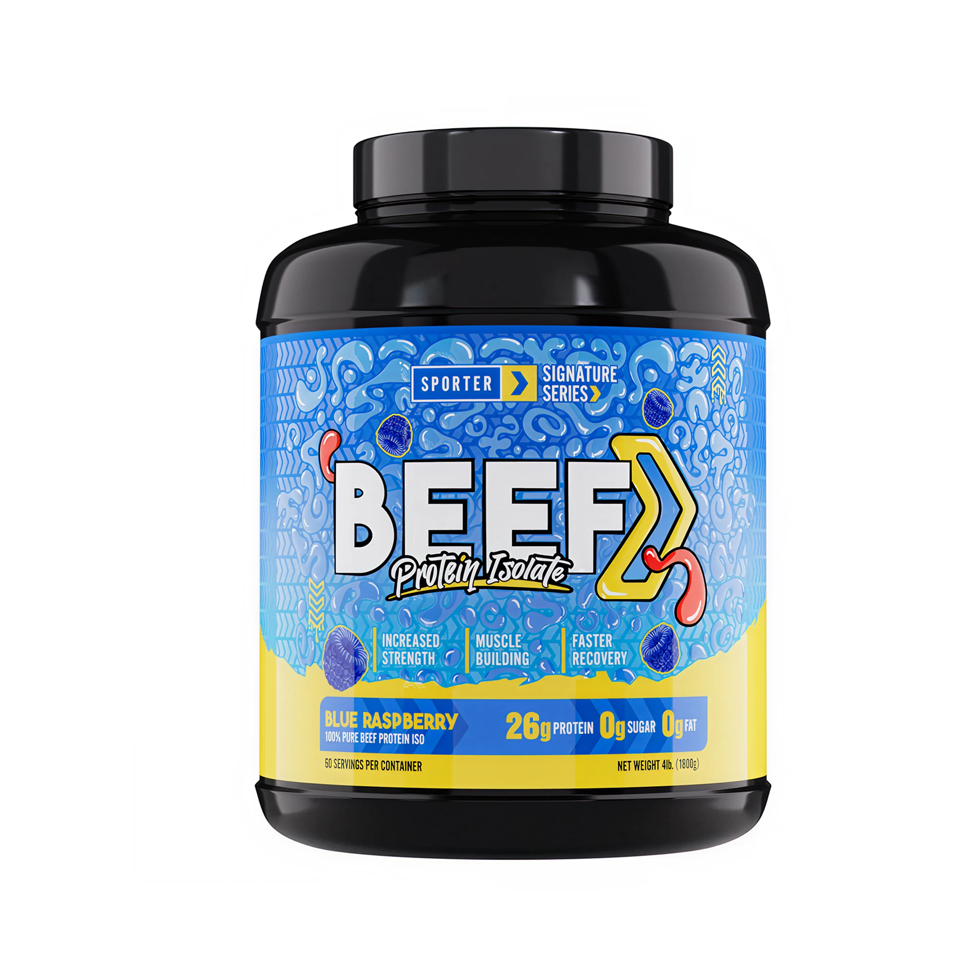 Sporter Beef Protein Isolate Blue Raspberry Flavor 4 lbs