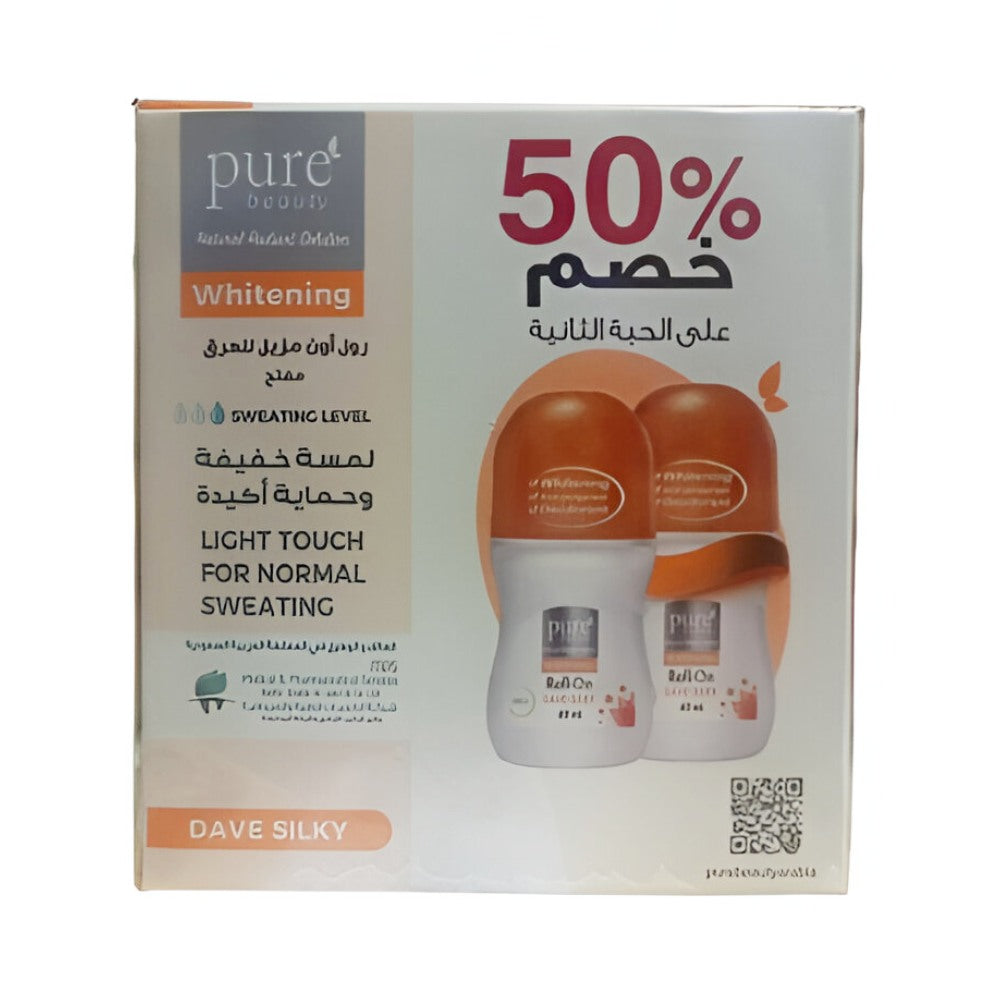 Pure beauty deodorant roll on 60ml whitening anti perspirant dave silky kit pack (50% on second)