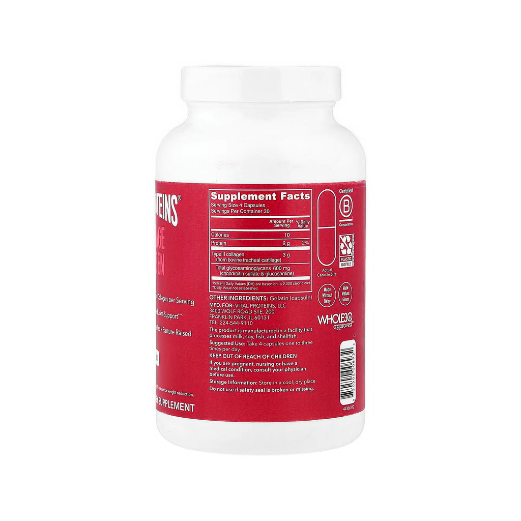 Vital Proteins 750mg Cartilage Collagen - 120 Capsules