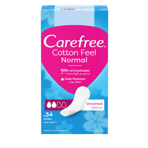 فوط Carefree عادية – حماية يومية بشعور القطن، 34 قطعة