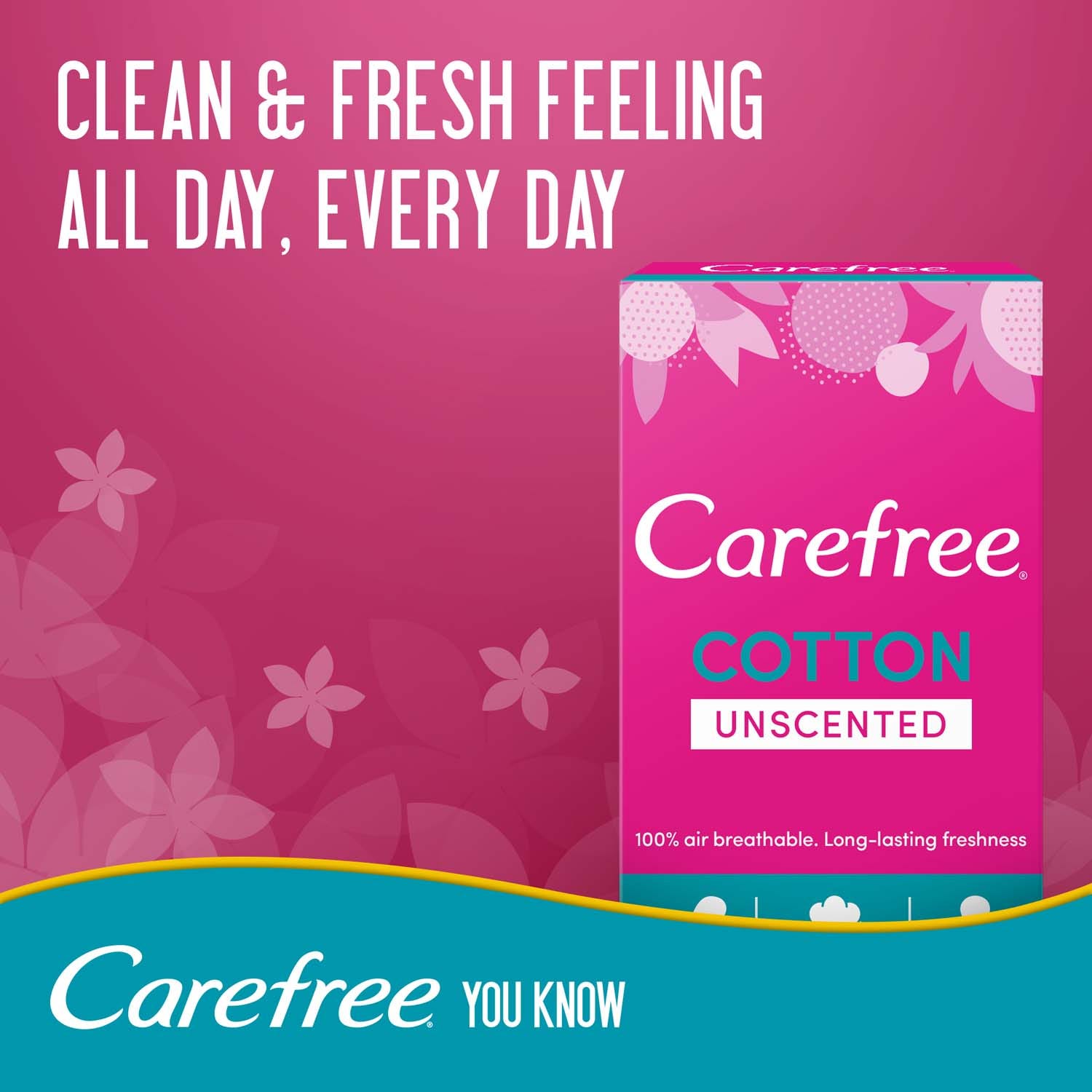 Carefree Regular Pads – Cotton Feel Daily Feminine Hygiene, 34 Count