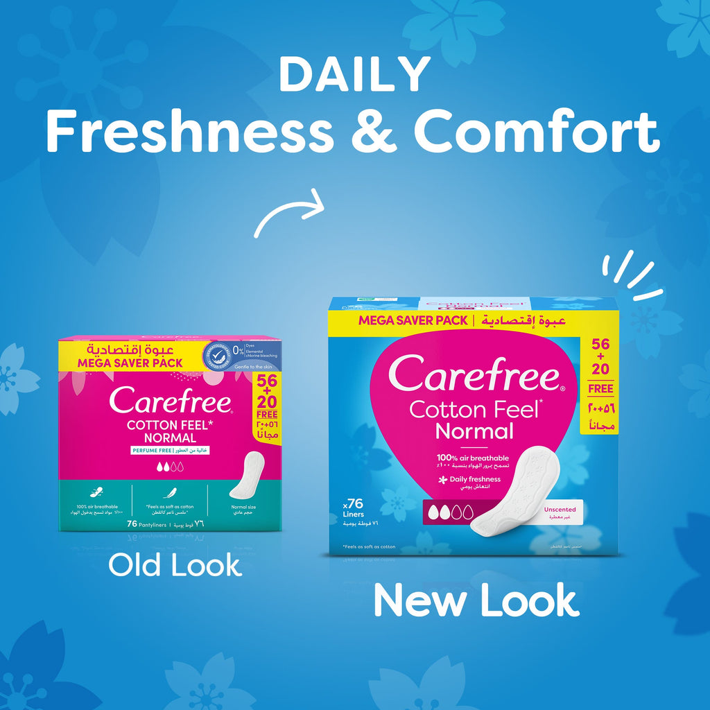 Carefree Pads 76pc Cotton Feel, Unscented